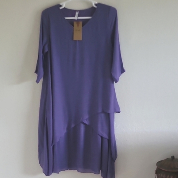 Aria Handmade Dresses & Skirts - Aria Purple Midi Dress. Athena Lagenlook Scandi Girl. Sz.L NWT.